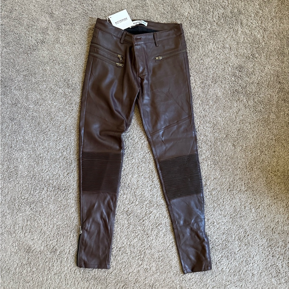 Kittenish Faux Leather Moto Pants